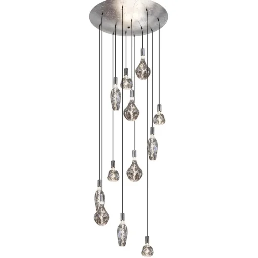12-Lichts videlamp silverleaf met chroom excl lichtbronnen>Straluma Hot