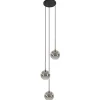 3-Lichts videlamp smoke glas met zwart>Straluma Discount