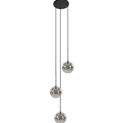 3-Lichts videlamp smoke glas met zwart>Straluma Discount