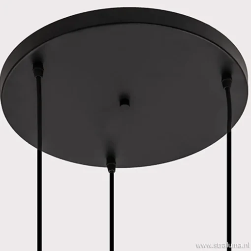 3-Lichts videlamp smoke glas met zwart>Straluma Discount