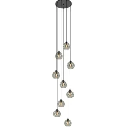 9-Lichts videlamp zwart met smoke glazen kappen>Straluma Discount