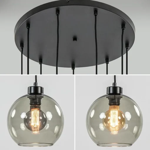 9-Lichts videlamp zwart met smoke glazen kappen>Straluma Discount