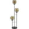3-Lichts vloerlamp mat zwart met amber glazen bollen>Straluma Clearance