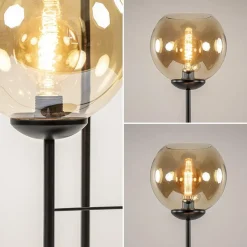 3-Lichts vloerlamp mat zwart met amber glazen bollen></noscript>Straluma Clearance