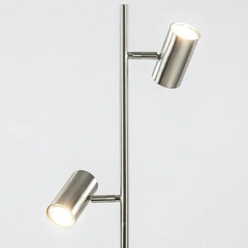 2-Lichts vloerlamp nikkel met dimbare spots>Straluma Best