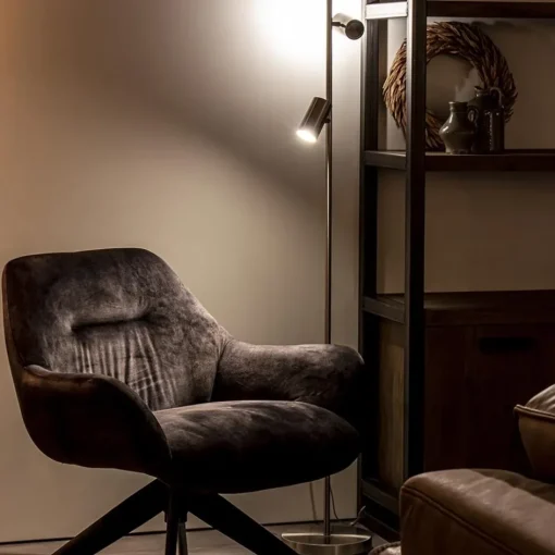 2-Lichts vloerlamp nikkel met dimbare spots>Straluma Best