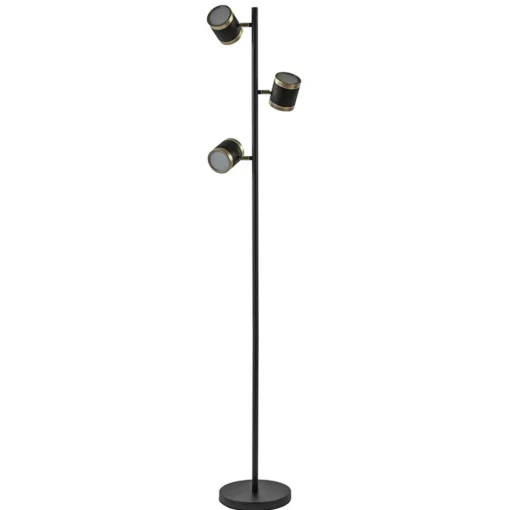 3-Lichts vloerlamp zwart/goud met dimbare spots>Straluma Hot