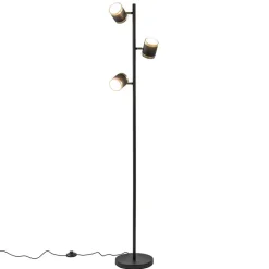 3-Lichts vloerlamp zwart/goud met dimbare spots>Straluma Hot