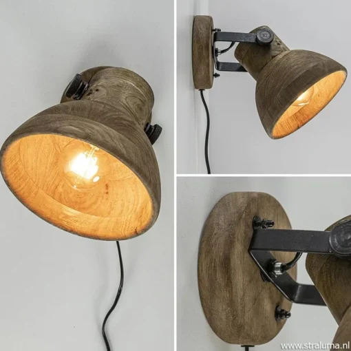 Light & Living wandlamp Ilanio hout met metaal>Straluma Online