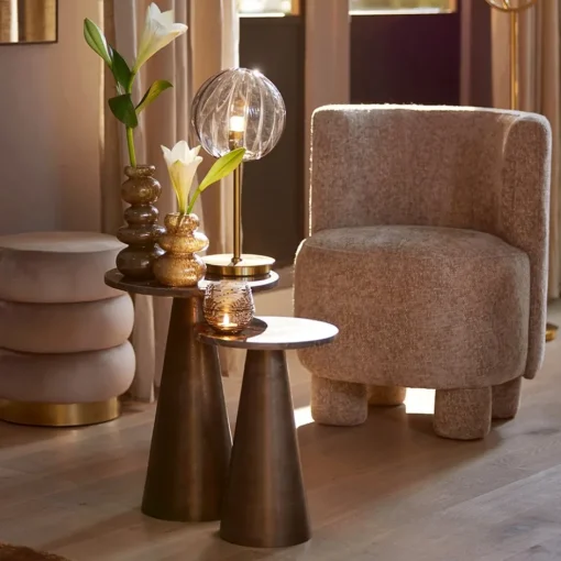Light and Living bijzettafel Ynez bruin marmer 29x43 cm>Straluma Best
