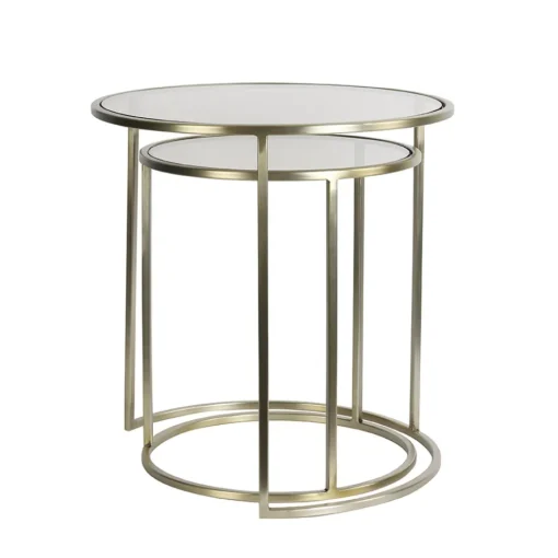 Light and Living bijzettafel Duarte set van 2 goud met bruin glas>Straluma New
