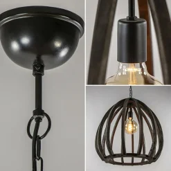 Light and Living hanglamp Barsia wood dark brown></noscript>Straluma