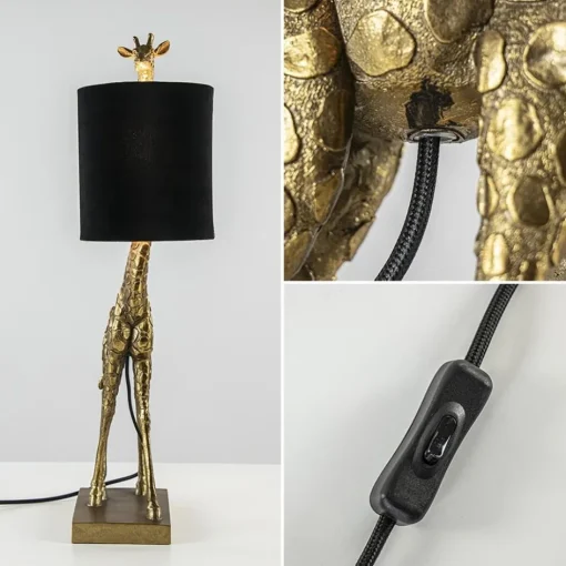 Light and Living tafellamp Giraffe klein antiek brons/velvet zwart>Straluma