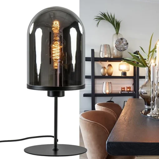 Light and Living tafellamp Maverick zwart met smoke glas>Straluma New