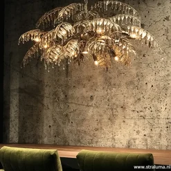 Luxe eettafelhanglamp palm oud zilver></noscript>Straluma