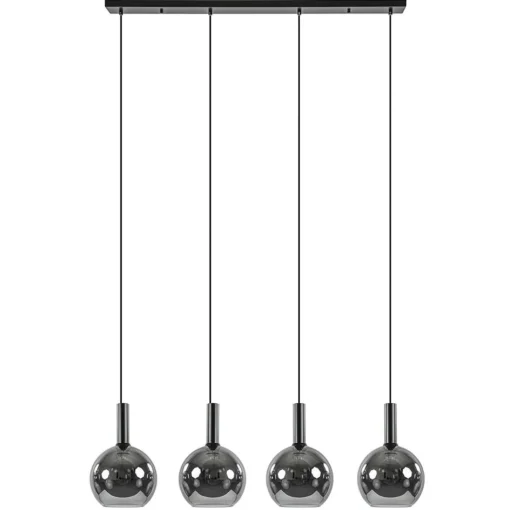 Luxe 4-lichts eettafelhanglamp met smoke glazen bollen>Straluma Sale