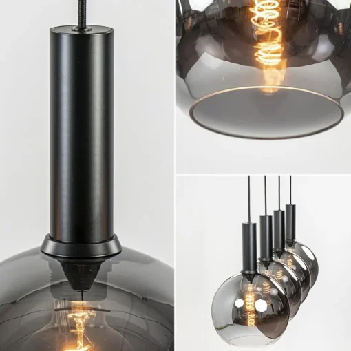 Luxe 4-lichts eettafelhanglamp met smoke glazen bollen>Straluma Sale