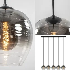 Luxe 5-lichts eettafelhanglamp smoke glas met verloop></noscript>Straluma Online