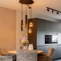 Luxe 5-lichts hanglamp mat zwart E27+GU10 rond></noscript>Straluma Online