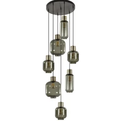 Luxe 7-lichts videlamp zwart/brons met smoke glas>Straluma Discount