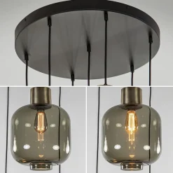 Luxe 7-lichts videlamp zwart/brons met smoke glas></noscript>Straluma Discount