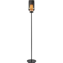 Luxe vloerlamp zwart marmer met smoke glazen kap>Straluma Online