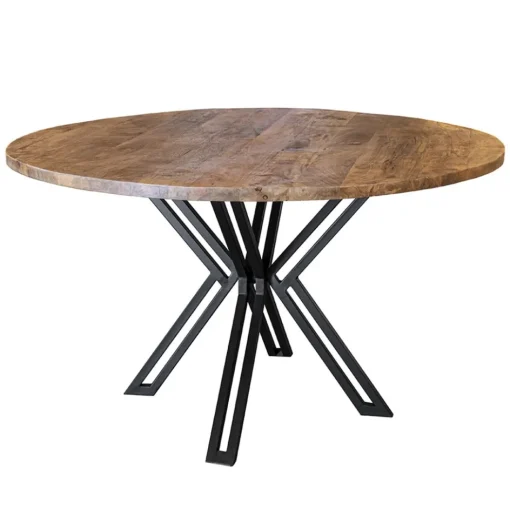 Mango houten eettafel rond met zwarte poot 130 cm>Straluma Clearance