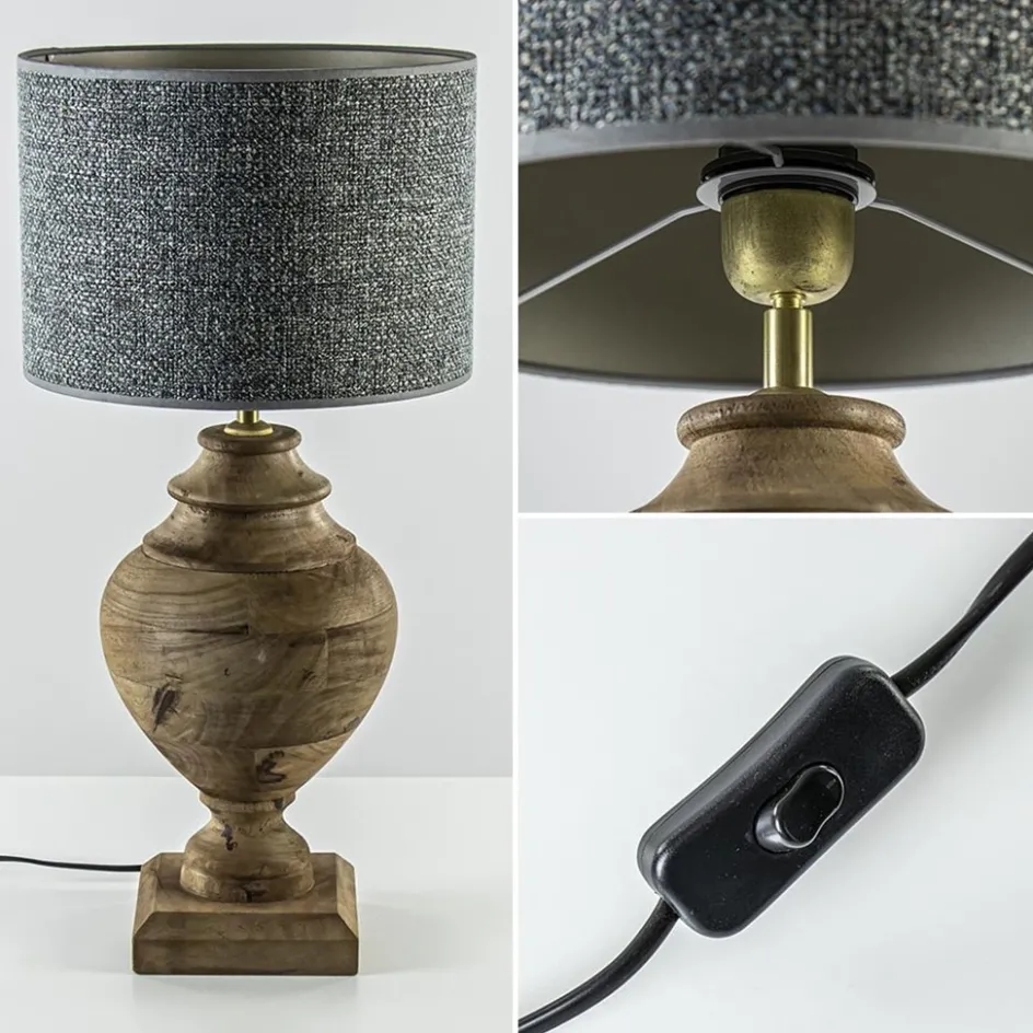 Massief houten lampvoet Milazzo met bronzen fitting>Straluma Outlet