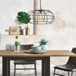 Mat zwart metalen hanglamp Imelda Light and Living></noscript>Straluma Outlet