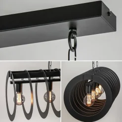 Mat zwart metalen hanglamp Rings></noscript>Straluma Online