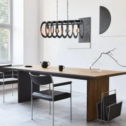 Mat zwart metalen hanglamp Rings></noscript>Straluma Online