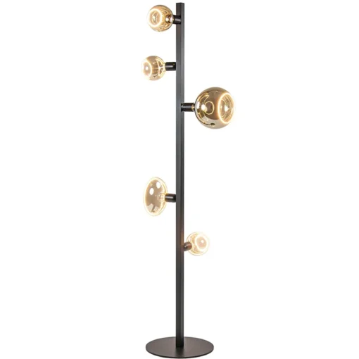 Mat zwart metalen vloerlamp met E27 fittingen>Straluma Online