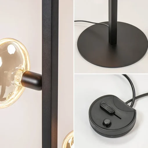 Mat zwart metalen vloerlamp met E27 fittingen>Straluma Online