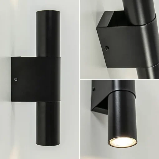 Mat zwarte cilinder wandlamp up+down>Straluma Discount