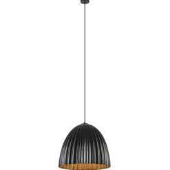 Mat zwarte hanglamp hoge koepel met relief>Straluma Outlet