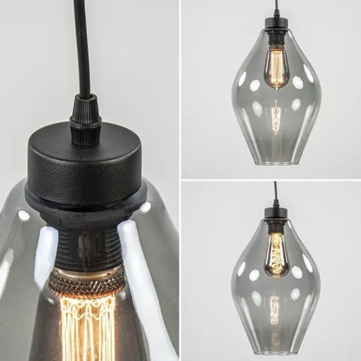 Mat zwarte hanglamp met smoke glas ruit>Straluma New