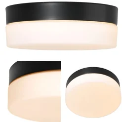 Mat zwarte LED plafondlamp met wit glas IP44 dimbaar></noscript>Straluma New