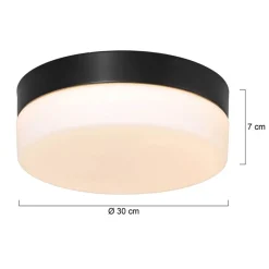 Mat zwarte LED plafondlamp met wit glas IP44 dimbaar></noscript>Straluma New