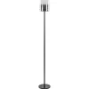Mat zwarte LED vloerlamp met glazen kap helder/titanium>Straluma Best