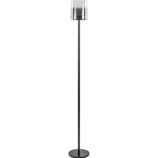 Mat zwarte LED vloerlamp met glazen kap helder/titanium>Straluma Best