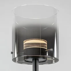 Mat zwarte LED vloerlamp met glazen kap helder/titanium></noscript>Straluma Best