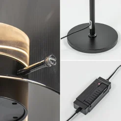Mat zwarte LED vloerlamp met glazen kap helder/titanium></noscript>Straluma Best
