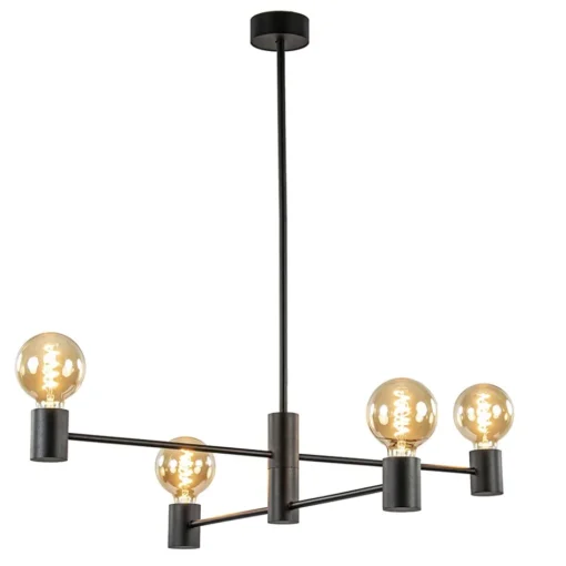Mat zwarte 4-lichts hanglamp>Straluma Hot