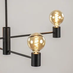 Mat zwarte 4-lichts hanglamp></noscript>Straluma Hot
