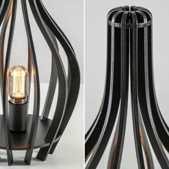 Mat zwarte tafellamp houten kegel></noscript>Straluma New