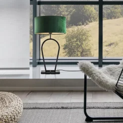 Mat zwarte tafellamp met kap velours groen></noscript>Straluma Outlet