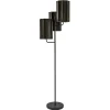 Mat zwarte vloerlamp Edisa met velvet bruine kappen>Straluma Outlet