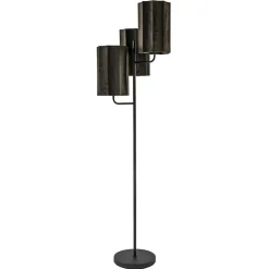 Mat zwarte vloerlamp Edisa met velvet bruine kappen>Straluma Outlet