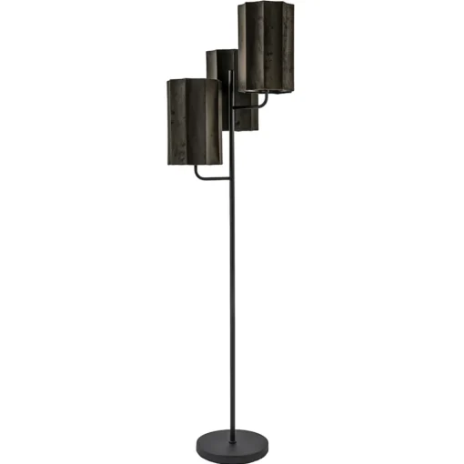 Mat zwarte vloerlamp Edisa met velvet bruine kappen>Straluma Outlet