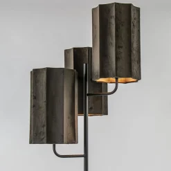 Mat zwarte vloerlamp Edisa met velvet bruine kappen></noscript>Straluma Outlet